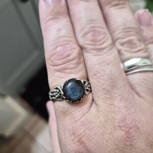Blue Labradorite Flower Band Ring Size 10